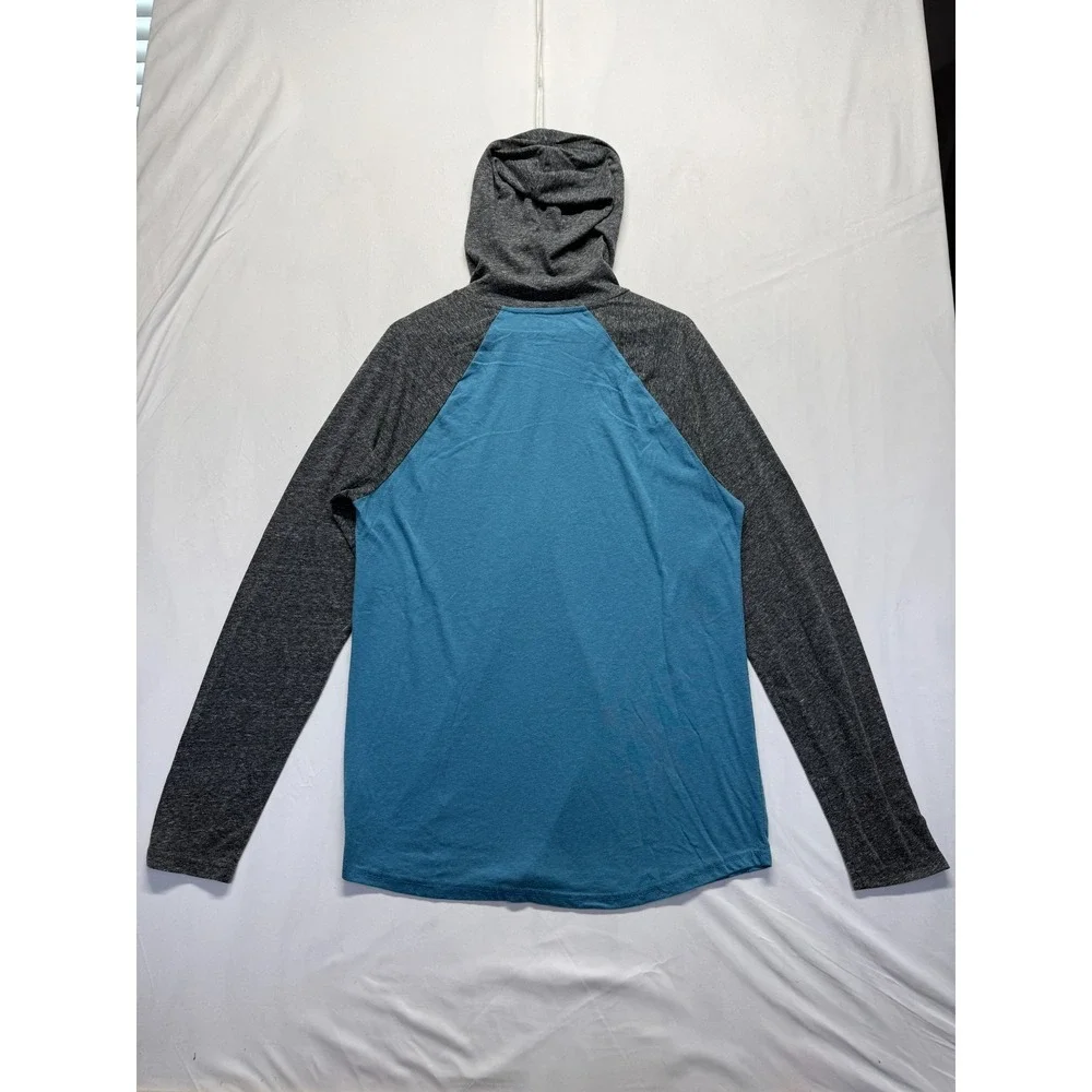 Billabong Hoodie Mens XL Blue Heather‎ Charcoal Gray Colorblock Raglan Sleeve